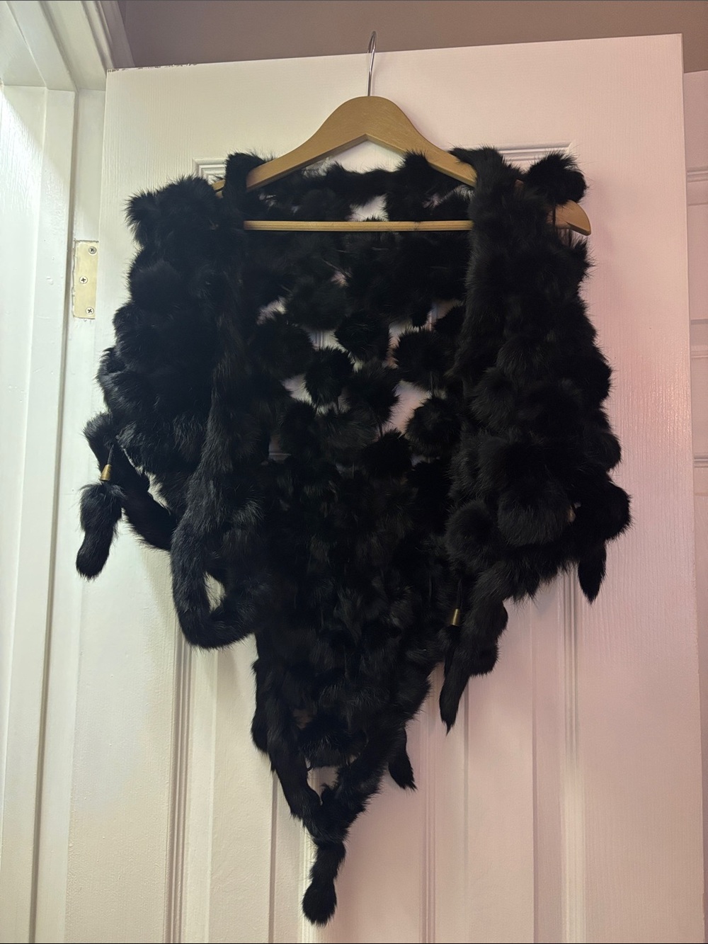 Black Authentic Rabbit Fur Shawl